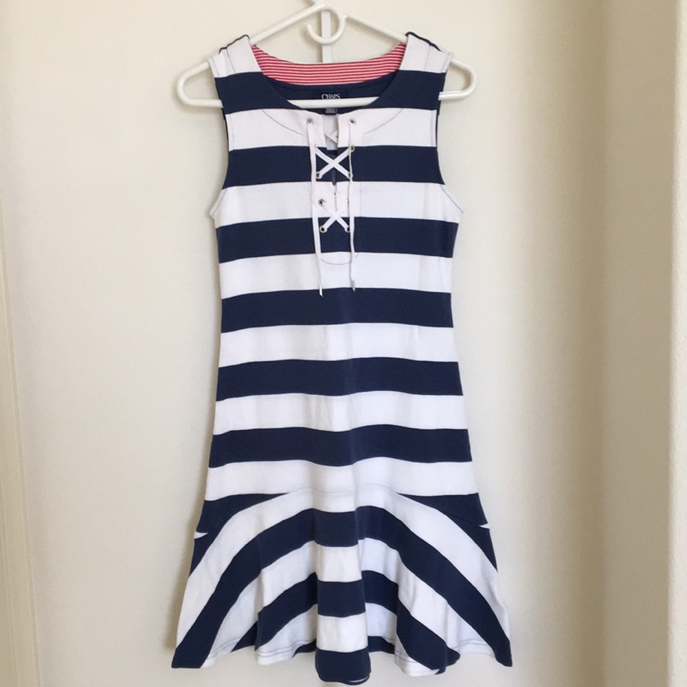 🔵🔴⚪️ Chaps Lace-Up Nautical Dress ⚪️🔴🔵